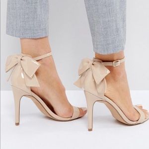 ASOS nude patent leather heel with bow detail